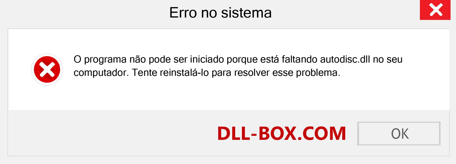 Arquivo autodisc.dll ausente ?. Download para Windows 7, 8, 10 - Correção de erro ausente autodisc dll no Windows, fotos, imagens