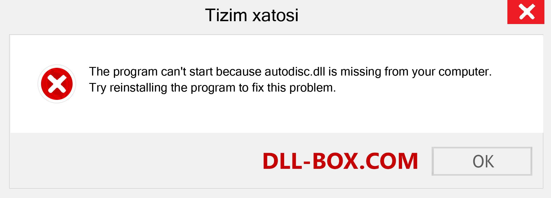 autodisc.dll fayli yo'qolganmi?. Windows 7, 8, 10 uchun yuklab olish - Windowsda autodisc dll etishmayotgan xatoni tuzating, rasmlar, rasmlar